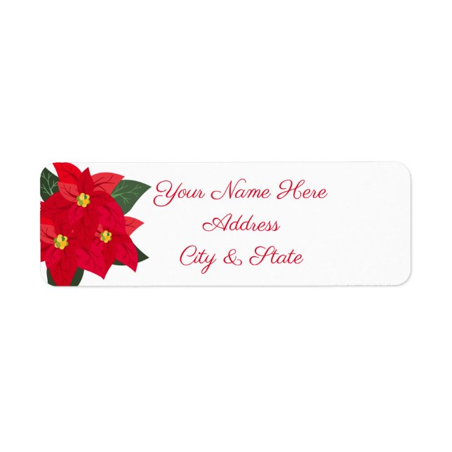 Poinsettias Returadress Etikett (Framsidan)