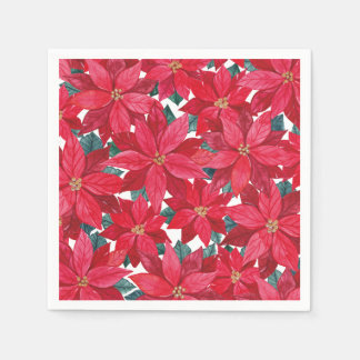 Poinsettias Winter Shelter Round Pouf Pappersservett