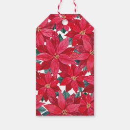 Poinsettias Winter Shelter Round Pouf Presentetikett