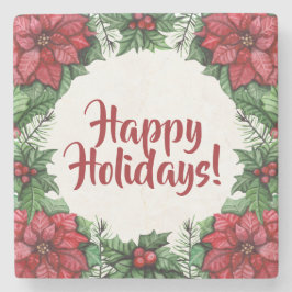 Poinsietta och Holly Berries Anpassningsbar jul Stenunderlägg