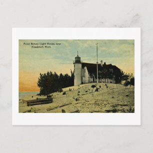 Point Betsey Lighthouse nära Frankfort Michigan Vykort