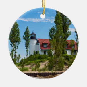 Point Betsie fyr Julgransprydnad Keramik