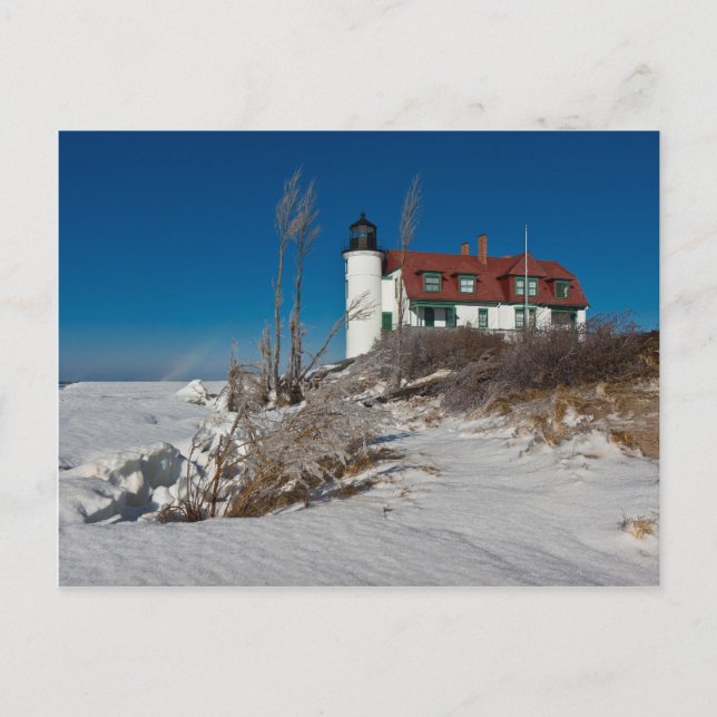 Point Betsie Lighthouse i Winter Vykort (Framsida)