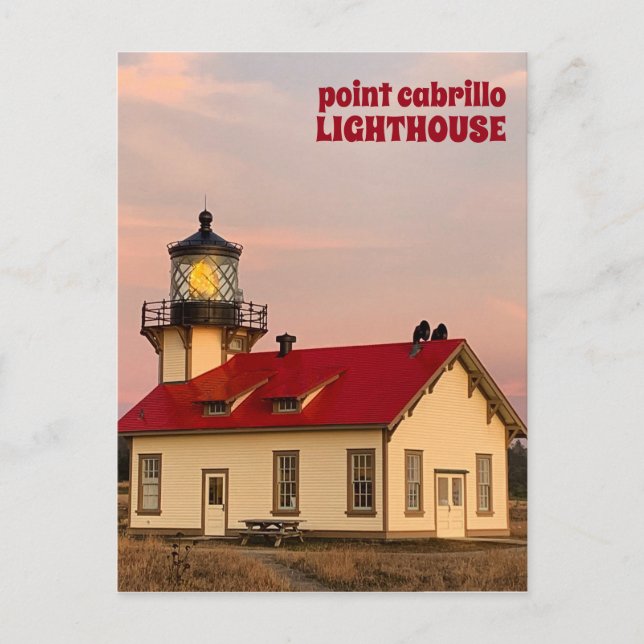 Point Cabrillo LIGHTHOUSE California Sunset Travel Vykort (Framsida)