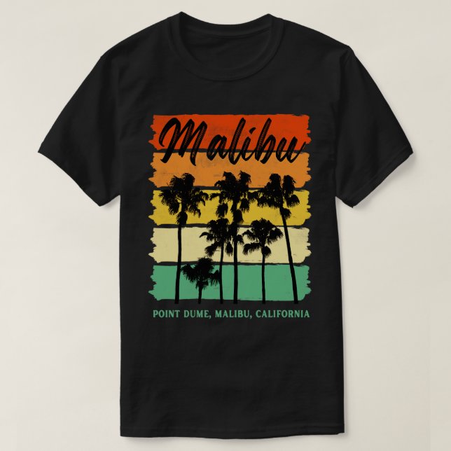 Point Dume Malibu California Handflatan Träd Retro T Shirt (Design framsida)