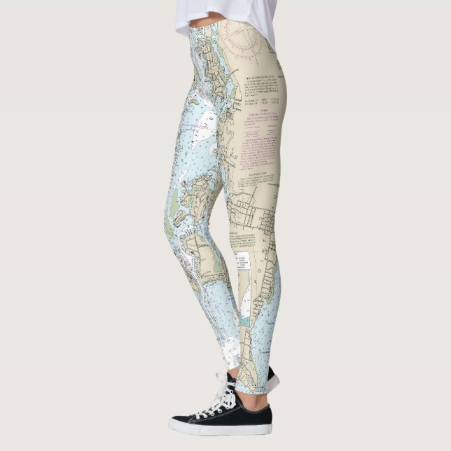 Point Judith Harbour Nautical Chart 13219 Leggings (Vänster)