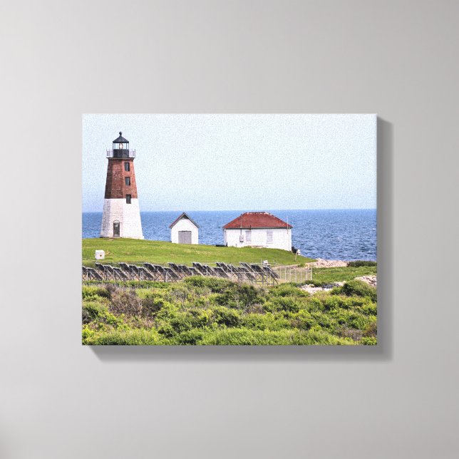 Point Judith Lighthouse, RI Wrapped Canvas (Framsida)