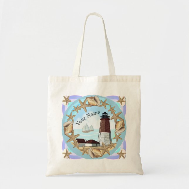 Point Judith Lighthouse tote bag Tygkasse (Framsidan)