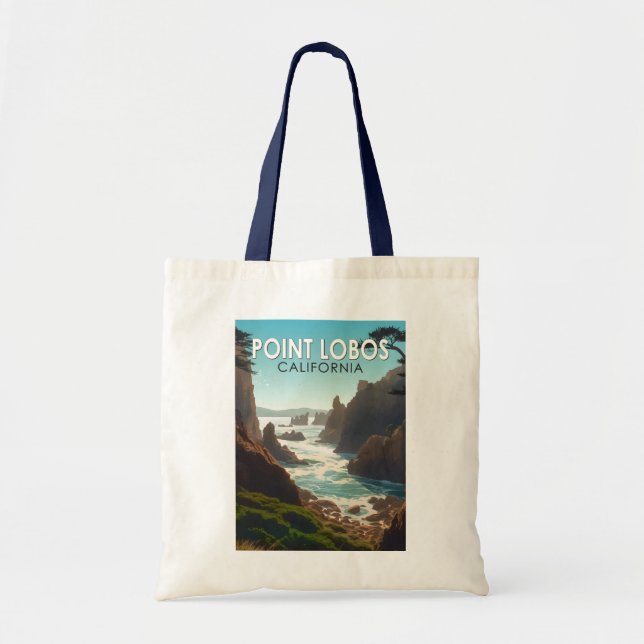Point Lobos California Travel Art Vintage Tygkasse (Framsidan)