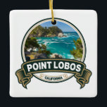 Point Lobos California Travel Badge Julgransprydnad Keramik<br><div class="desc">Ljudrealistisk design för Point Lobos. Havet nära Point Lobos anses vara en av de bästa platserna för dyka på Monterey-Peninsulan och längs Kalifornien kusten.</div>