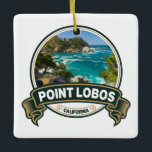 Point Lobos California Travel Badge Julgransprydnad Keramik<br><div class="desc">Ljudrealistisk design för Point Lobos. Havet nära Point Lobos anses vara en av de bästa platserna för dyka på Monterey-Peninsulan och längs Kalifornien kusten.</div>