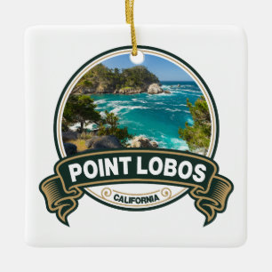 Point Lobos California Travel Badge Julgransprydnad Keramik