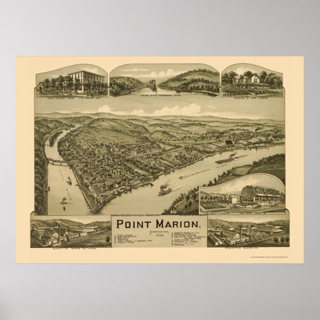Point Marion, PA Panoramic Karta - 1902 Poster (Framsidan)
