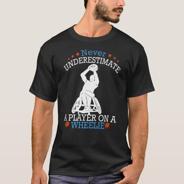 Point Player Handicap Wheelstol Basketball Player T Shirt (Framsida)