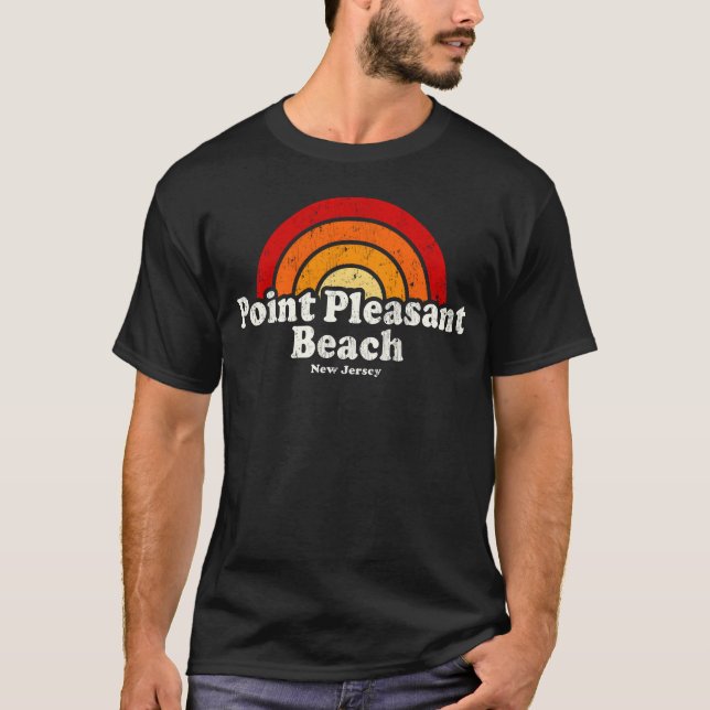 Point Pleasant Beach New Jersey Nj 70S regnbåge po T Shirt (Framsida)
