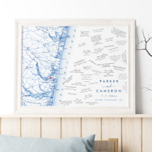 Point Pleasant NJ Bröllop Karta Guest Bok Poster