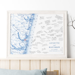 Point Pleasant NJ Bröllop Karta Guest Bok Poster
