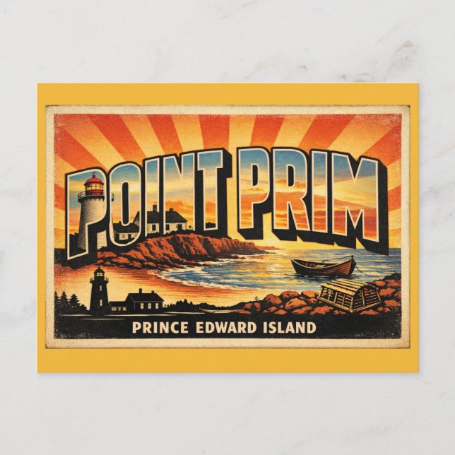 Point Prim fyr PEI äldsta fyr Vykort (Framsida)