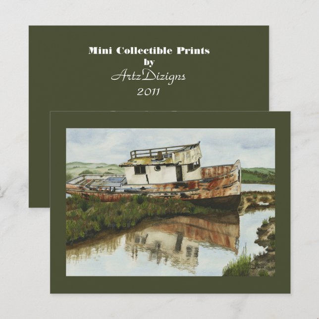 Point Reyes Boat - Mini Collecsible Prints Vykort (Fram/baksida)