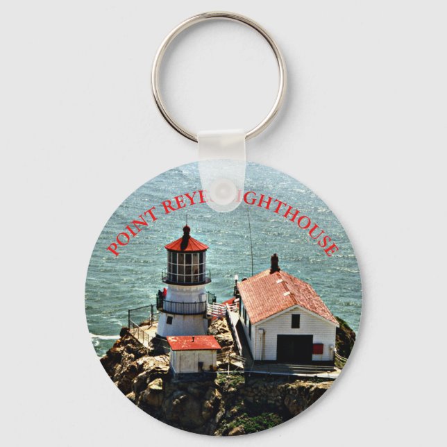 Point Reyes Lighthouse, California Round Keychain Nyckelring (Framsida)