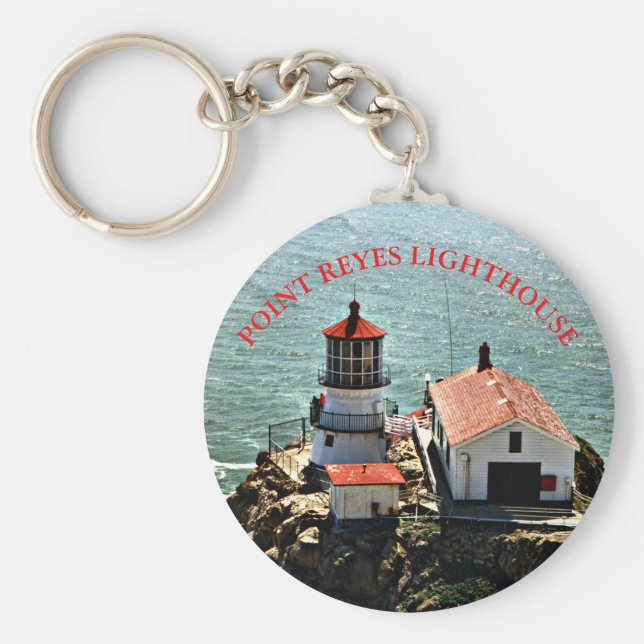 Point Reyes Lighthouse, California Round Keychain Nyckelring (Framsidan)