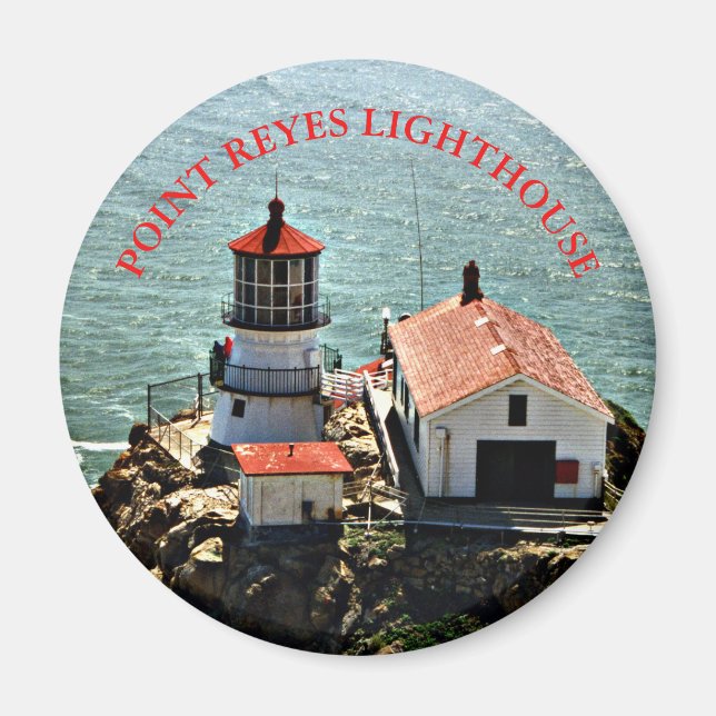 Point Reyes Lighthouse, California Round Magnet (Framsidan)