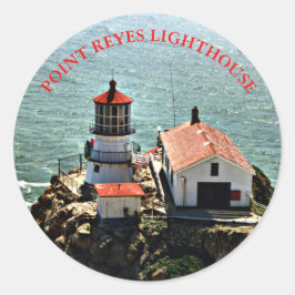 Point Reyes Lighthouse, California Round Sticker Runt Klistermärke