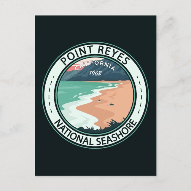 Point Reyes National Seashore California Badge Vykort (Framsida)