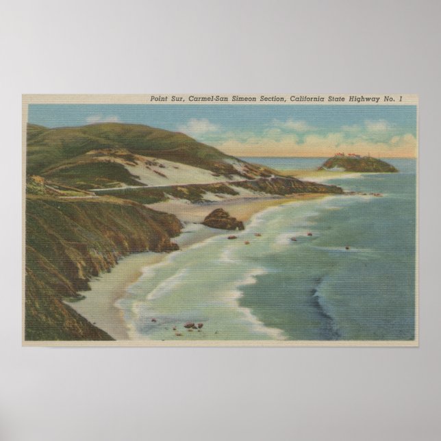 Point Sur, Carmel San Simeon Section, Hwy 1 View Poster (Framsidan)