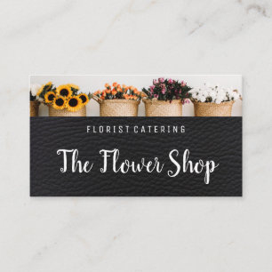 Pointblommor Läder Visitkort