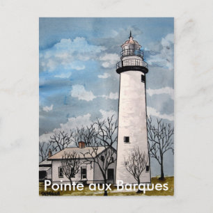 Pointe aux Barques fyr Port Hope Michigan Vykort