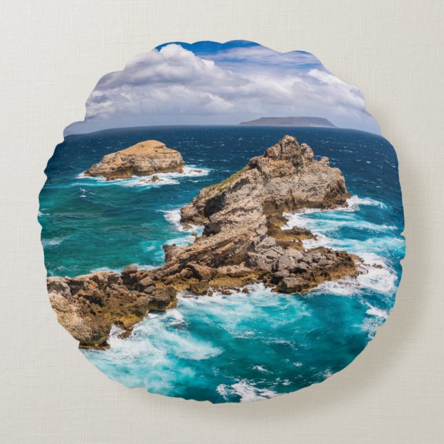 Pointe des Chateaux, Grande-Terre, Guadeloupe #2 R Rund Kudde (Framsidan)
