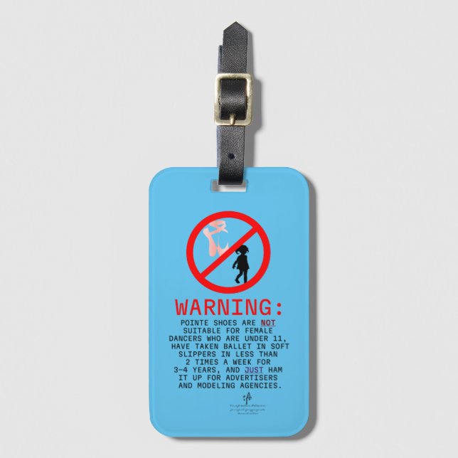 Pointe Shoes Warning Himlar Blue Card-plats Bagagebricka (Framsida vertikal)