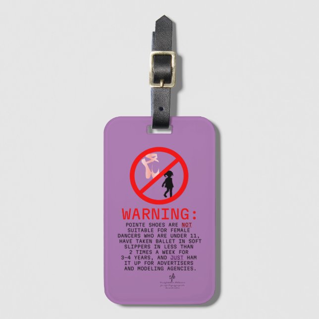 Pointe Shoes Warning Lavender Card-plats Bagagebricka (Framsida vertikal)