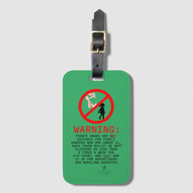Pointe Shoes Warning Sea Grönt Card-plats Bagagebricka (Framsida vertikal)