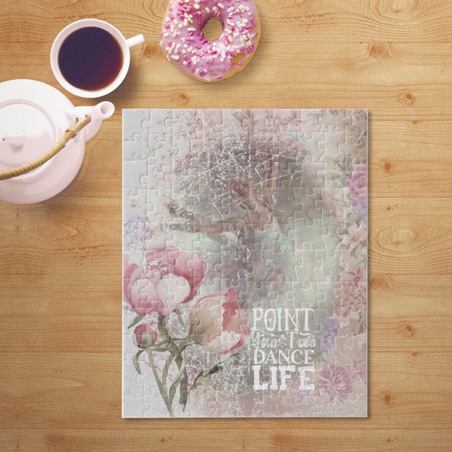 Pointe Your Toes Dance Life Ballerina Blommigt Pussel (Skapare uppladdad)