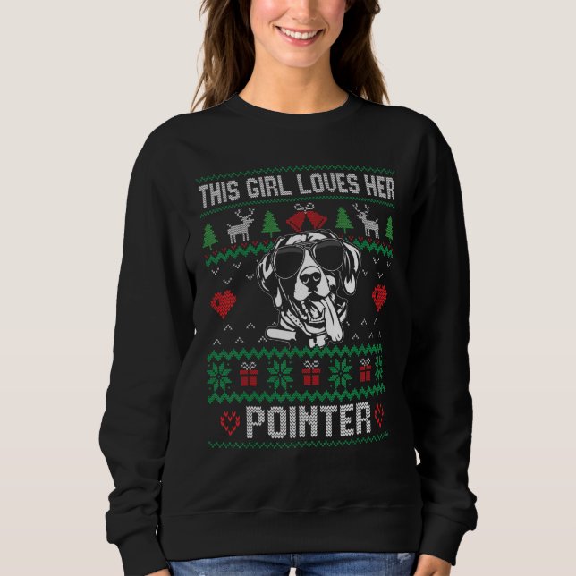 Pointer Girl Cool Ugly Christmas for Dog Mom T Shirt (Framsida)