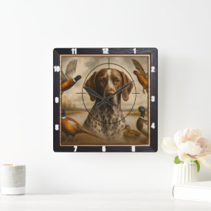 Pointer Hund Hunting Ankor Pheasants Fyrkantig Klocka