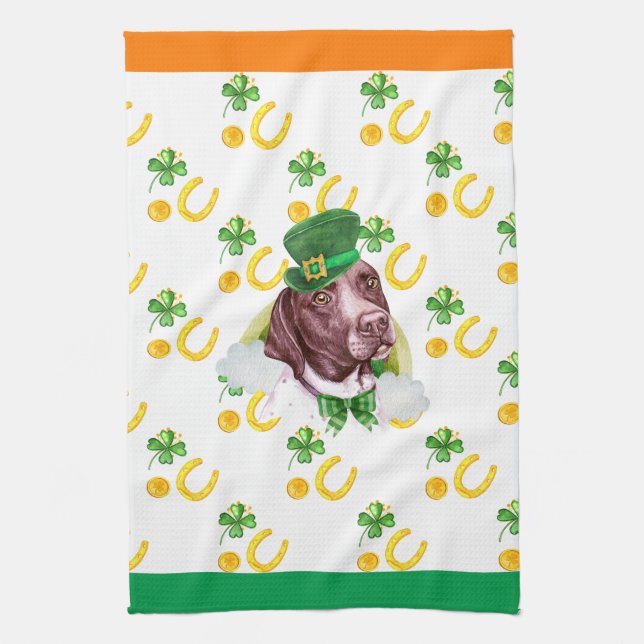 Pointer Hund Semester Hem Dekor St Patricks Day Kökshandduk (Vertikal)