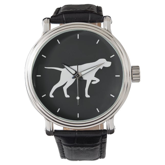 Pointer Hund Silhouette Wristwatch Armbandsur (Framsida)