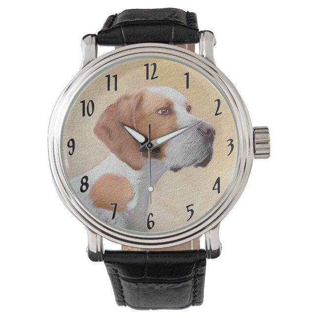 Pointer-målning - Söt Original Hundkonst Armbandsur (Framsida)