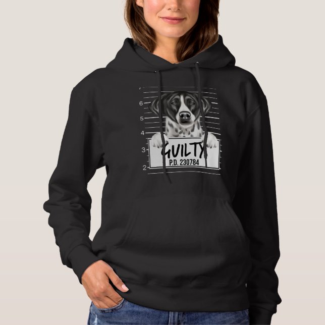 Pointer Mugshot Skyldig Hund T Shirt (Framsida)