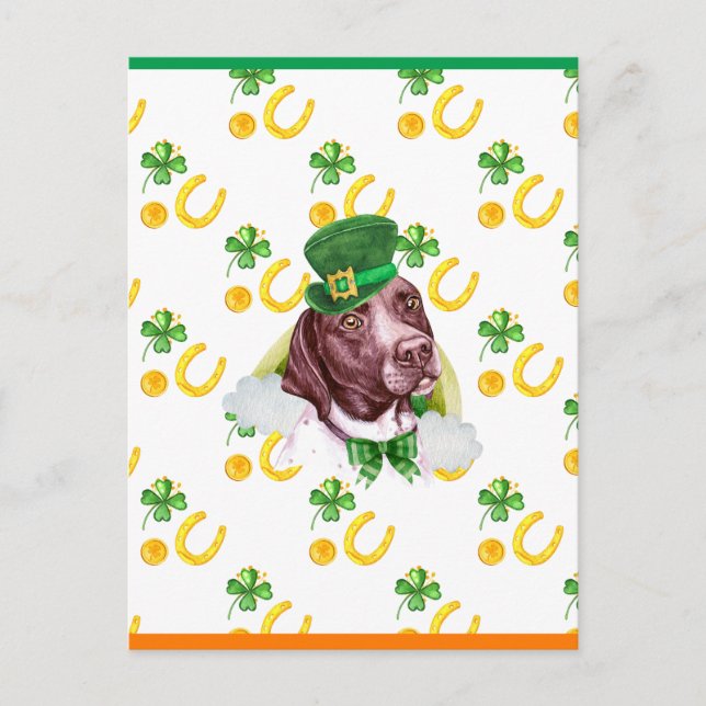 Pointer Shamrock St. Patricks Day Helg Vykort (Framsida)