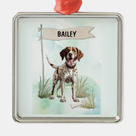 Pointer Watercolor Personalized Dog Julgransprydnad Metall