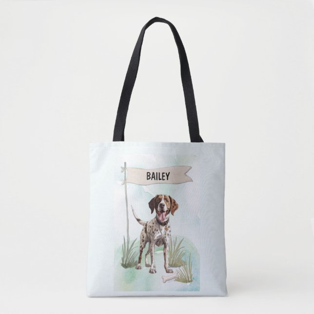 Pointer Watercolor Personalized Dog Tygkasse (Framsida)