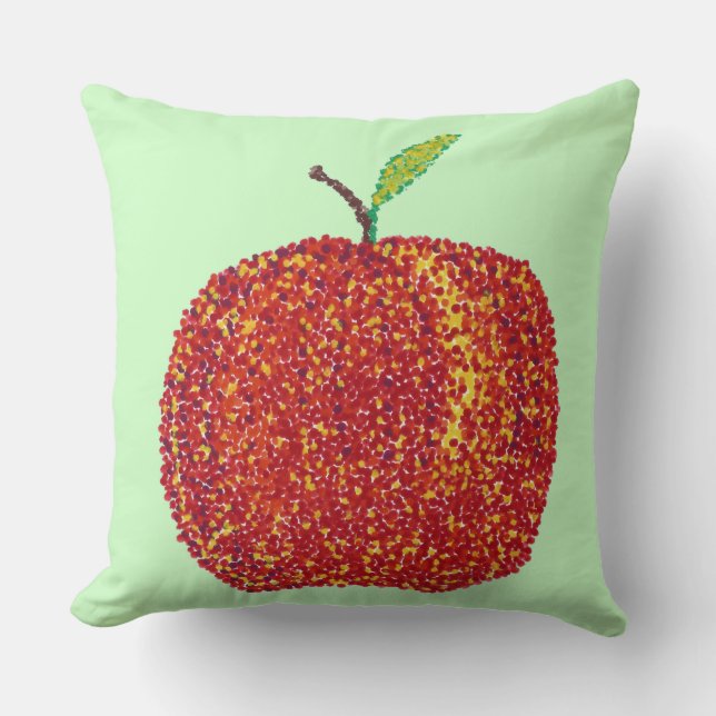 Pointillism Hel Ripe Apple Dekorativ kudde (Framsida)