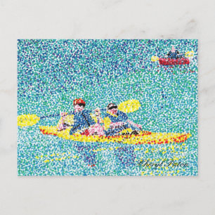 Pointillism kayak-scen, av Cheryl Paton, vykort
