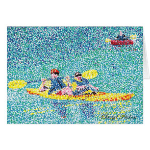 Pointillism kayak-scenmålning, kort