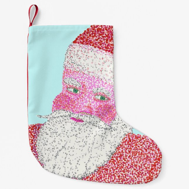 Pointillism Santa Ansikte, huvudjulklapp Liten Julstrumpa (Framsidan)