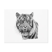 Pointillism Tiger Huvud Svart & Vitt Vilda Djur Ko